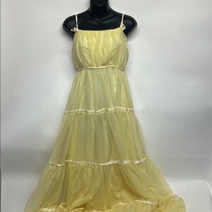 Yellow Spaghetti Strap Dress vintage 2970’s sundress